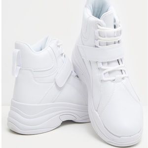 PLT Chunky high top white sneakers
